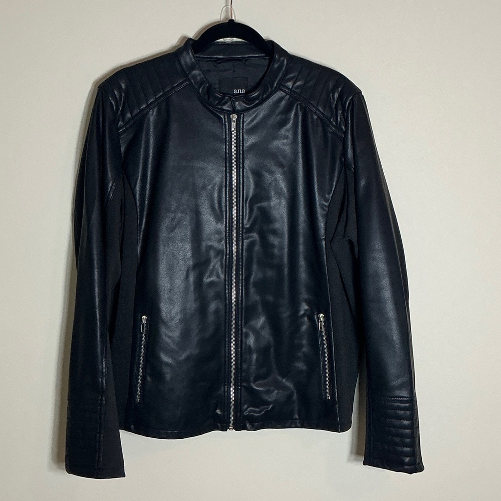 a.n.a Men's Black Faux Leather Jacket